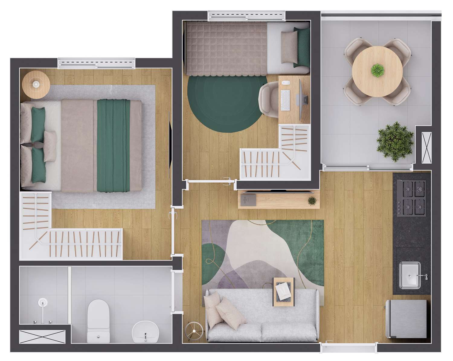 Planta 2 dorms 33m² – Vinx Bresser-Mooca
